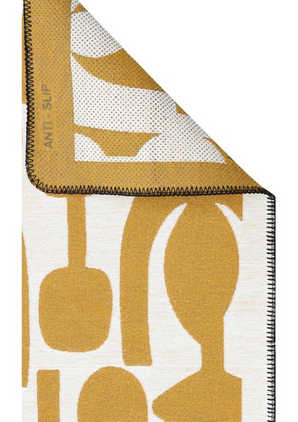 Eko Halı Arya Neo Kilim ARN07 Whıte Yellow Yıkanabilir Kaymaz Tabanlı Modern Pamuk Kilim