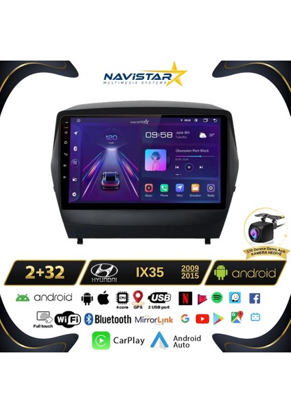 Hyundai IX35 Kablosuz Carplay 2+32GB Android 13 Navigasyon Multi