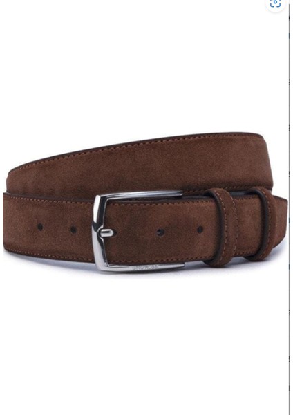 3.5 cm Kahve Süet Orijinal Deri Kemer