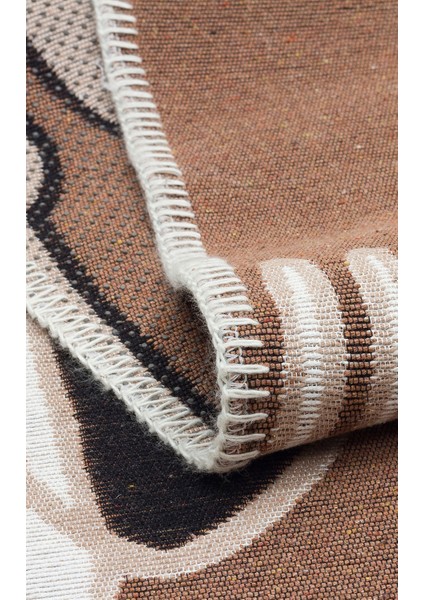 Arya Neo Kilim Arn 06 Brown Whıte Yıkanabilir Kaymaz Tabanlı Modern Pamuk Kilim