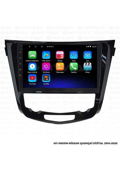 Nissan Qashqai Android 12 Multimedya Carplay 2gb RAM+32GB HDD Dijital Navigasyon Ekran