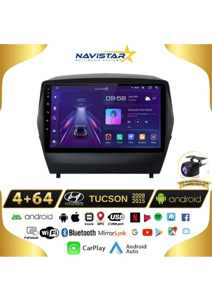Hyundai Tucson 4gb + 64GB Kablosuz Carplay 2009-2015 Android 13