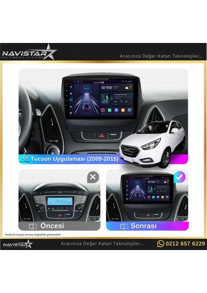 Hyundai Tucson 4gb + 64GB Kablosuz Carplay 2009-2015 Android 13