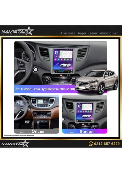 Hyundai Tucson Tesla 4gb + 64GB 2016-2018 Model Kablosuz Carplay modelleri