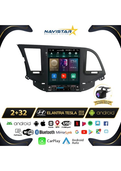 Hyundai Elantra Tesla 2016-2018 Model 2gb + 32GB Kablosuz Carpla