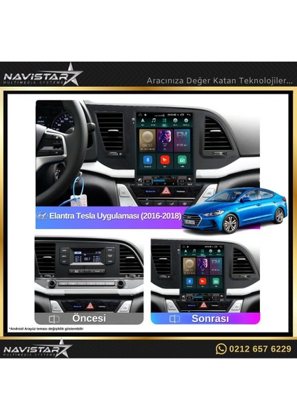 Hyundai Elantra Tesla 2016-2018 Model 2gb + 32GB Kablosuz Carpla modelleri