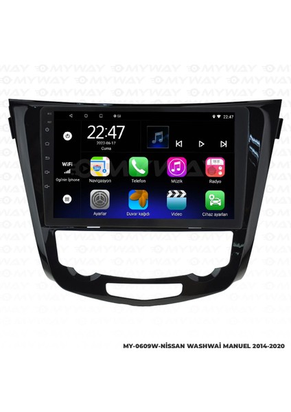 Nissan Qashqai Android 12 Multimedya Carplay 2gb RAM+32GB HDD Manuel Navigasyon Ekran modelleri