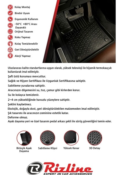 Volkswagen Golf 6 2008-2012 3D Siyah Kokusuz Havuzulu Paspas Takımı