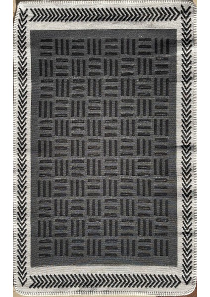 Arya Neo Kilim Arn 03 Antrasıt Whıte Yıkanabilir Kaymaz Tabanlı Modern Pamuk Kilim