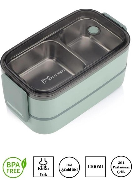 Horly Iki Katlı Paslanmaz Çelik Kolay Kilitlenir Sefer Tası (Lunch Box)