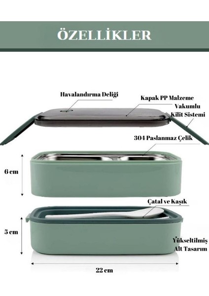 Horly Iki Katlı Paslanmaz Çelik Kolay Kilitlenir Sefer Tası (Lunch Box)