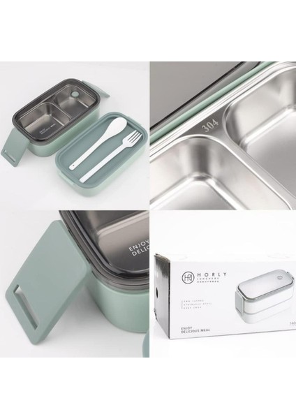 Horly Iki Katlı Paslanmaz Çelik Kolay Kilitlenir Sefer Tası (Lunch Box)