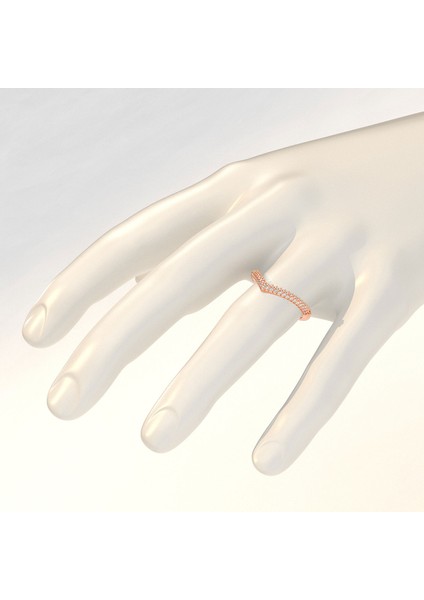 Üçgen Pave Rose Gümüş Yüzük modelleri