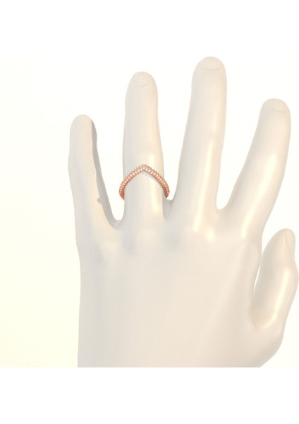 Üçgen Pave Rose Gümüş Yüzük fırsatları