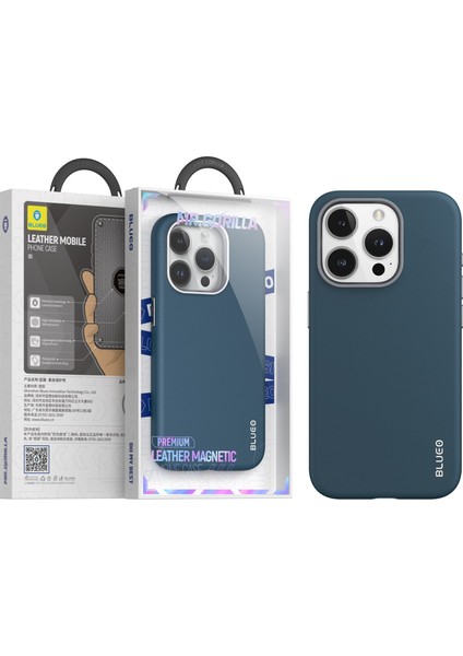 Apple iPhone 14 Pro Gerçek Deri Premium Magsafe Kılıf Lacivert