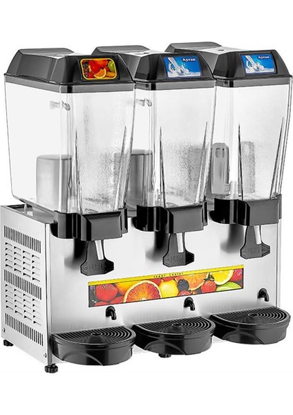 Üçlü Soğutmalı Şerbet + Ayran + Ayran Makinesi - Gri