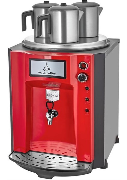 Premium Jumbo 40 Litre Üç Demlikli Çay Makinesi - Kırmızı