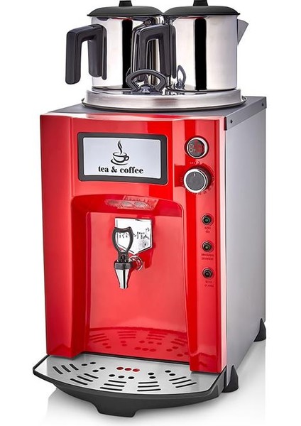 Premium Jumbo 15 Litre Iki Demlikli Çay Makinesi - Kırmızı