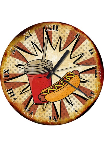 Hot Dog ve Cola Analog Duvar Saati