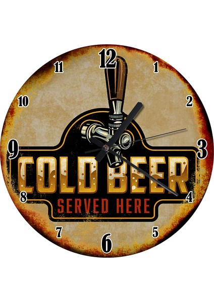 Soğuk Bira Burada Ahşap Duvar Saati