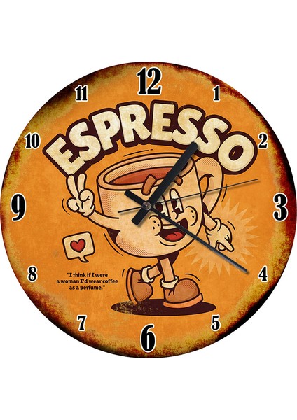 Espresso Kahve Zamanı Dekoratif Duvar Saati