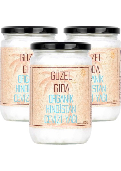 Organik Hindistan Cevizi Yağı 3x630 Ml (Soğuk Sıkım)