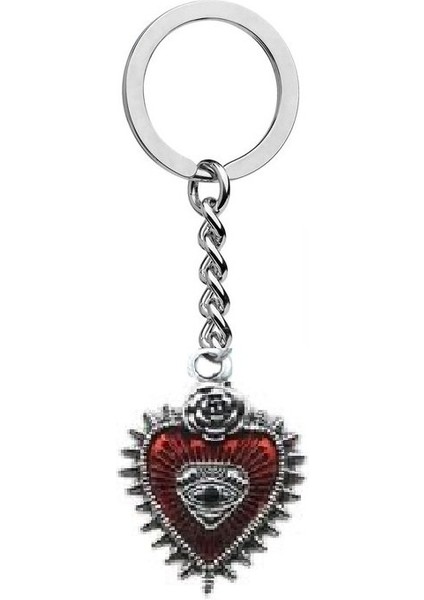 Rose Eye Of Heart Gotik Kalp Kırmızı Anahtarlık
