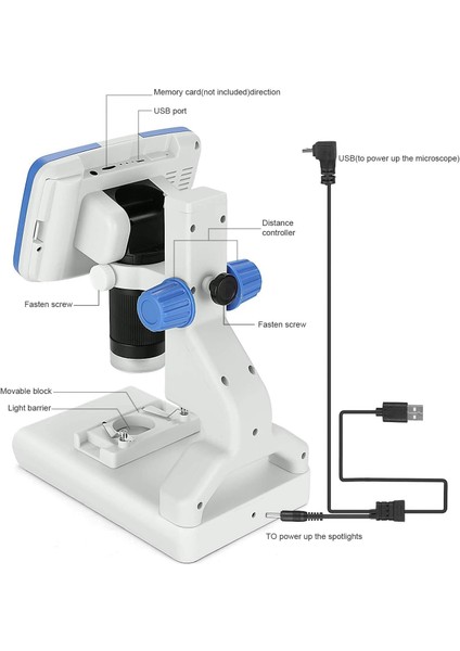 AD205 USB 5 Inc LCD Dijital Mikroskop 200X Büyütme