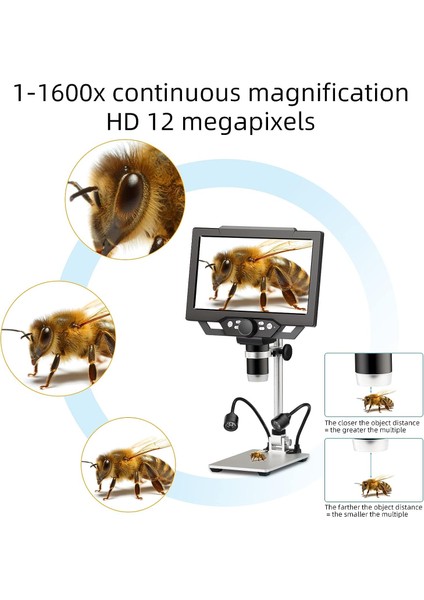 12MP 1600X Büyütme 9 Inc LCD Dijital Mikroskop