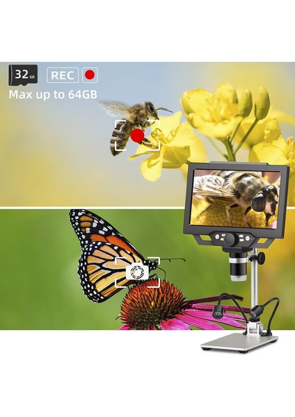 12MP 1600X Büyütme 9 Inc LCD Dijital Mikroskop