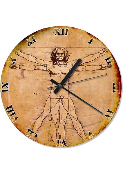 Insan Ölçüsü Leonardo Da Vinci Tasarım Duvar Saati