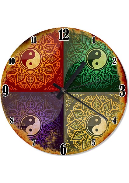 Yin ve Yang Lotus Çiçeği Akarlı Duvar Saati