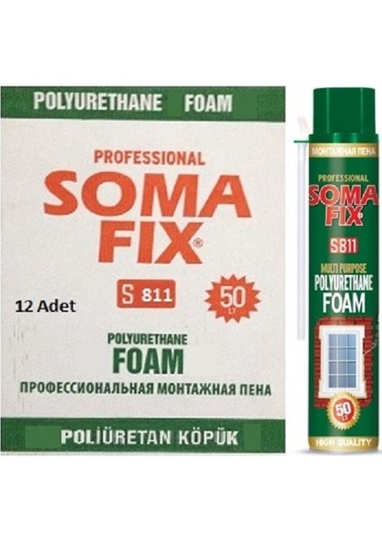 12 Adet 750 ml- 850 Gr Poliüretan Köpük Çelik Kapı Pencere İzolasyon Montaj Dolgu Pu Köpük