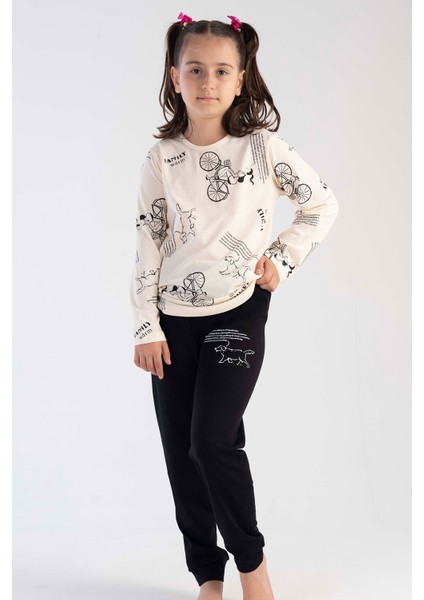 Pamuklu Kız Çocuk Uzun Kol Pijama Takım