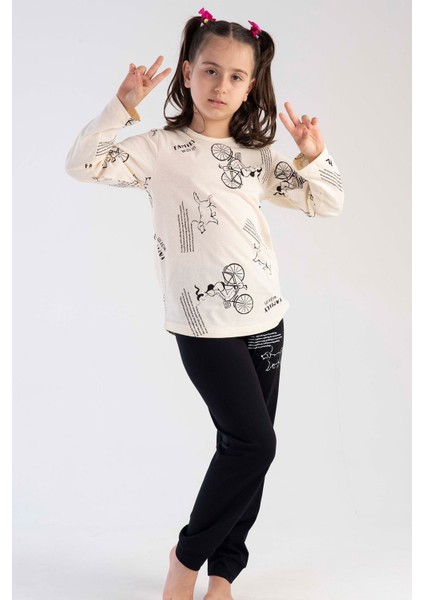Pamuklu Kız Çocuk Uzun Kol Pijama Takım