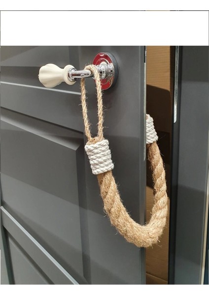 Kapı Stopu - Otantik Beyaz Jüt Halat Kapı Stopu - Door Stopper