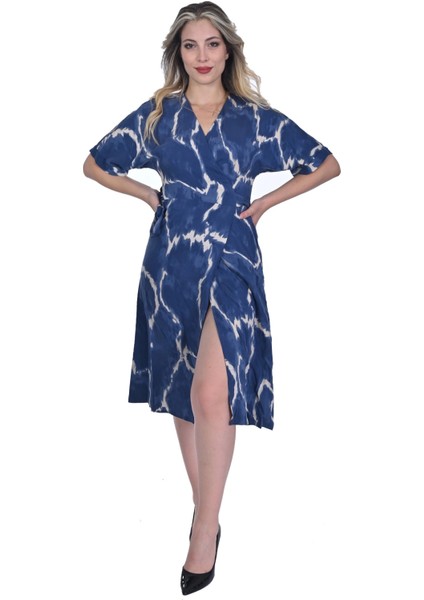 Midi Boy Desenli Kadın Elbise