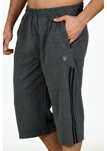 Antrasit Erkek Yanları Şeritli Beli Lastikli Cepli Iki Iplik Pamuklu Kapri EDY0090