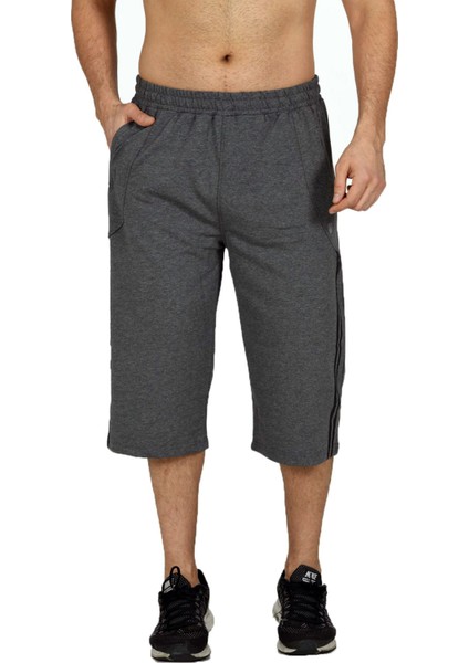 Antrasit Erkek Yanları Şeritli Beli Lastikli Cepli Iki Iplik Pamuklu Kapri EDY0090 fiyatları