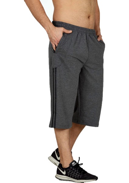 Antrasit Erkek Yanları Şeritli Beli Lastikli Cepli Iki Iplik Pamuklu Kapri EDY0090 fırsatları