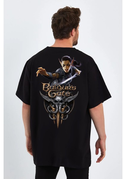 Baldur's Gate 3 Baskılı Sıfır Yaka Oversize Tişört