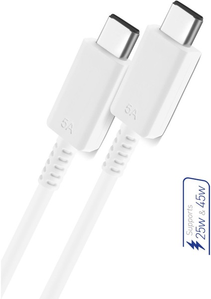 S5 45 Watt Hızlı Şarj Destekli 5A Iki Ucu Type-C Şarj ve Veri Aktarma Kablosu Orjinal Dayanıklı