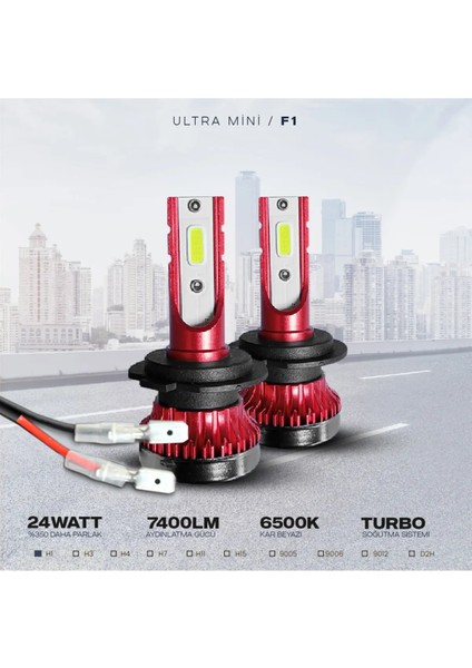 F1 H1 Mini Kar Beyazı LED Xenon Far LED Zenon Ampulü Şimşek Etkili 6500K 6400LM