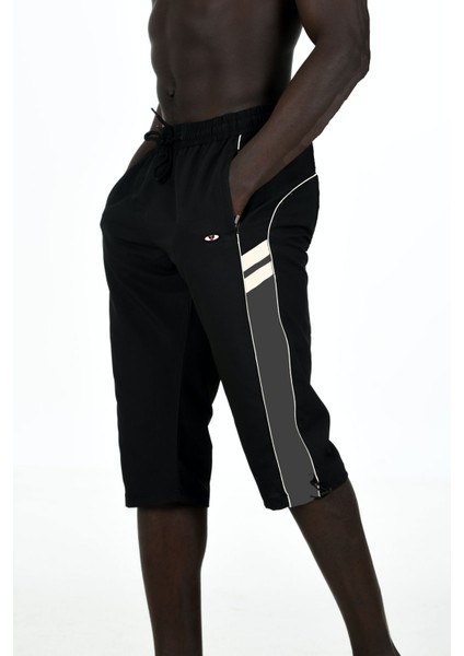 Enrico Ferryerkek Siyah Mıcropoly Kumaş Cepli Yanları Şeritli Çabuk Kuruma Özellikli Kapri EDY2528S