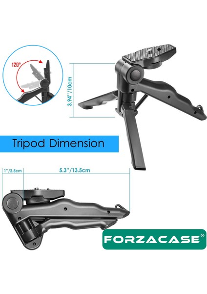 3 Ayak Mini Kamera Tripodu + Döner Başlık Telefon Tutucu - FC056