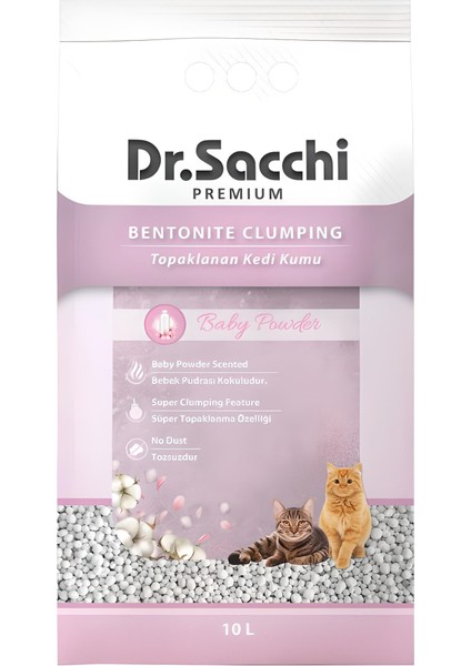 Dr.sacchi Baby Powder Bentonit Kedi Kumu 10 lt