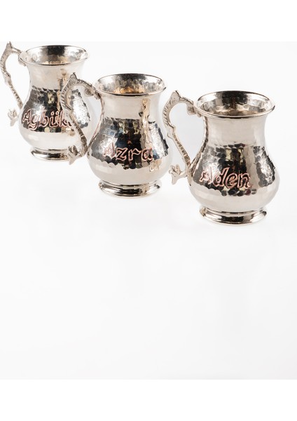 Dmt Copper Gaziantep Bakır El Çekiç Dövmesi Isimli Kupa Bardak Hediyelik Isme Özel 0,8mm (3'lü Set)
