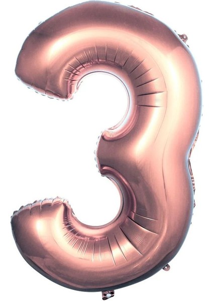 3 Rakamı 40 Inç Rosegold Folyo Balon 100 cm