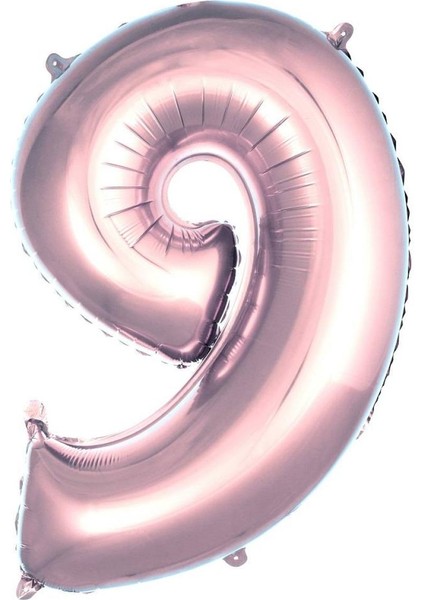 9 Rakamı 40 Inç Rosegold Folyo Balon 100 cm