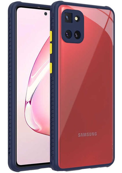 Samsung Galaxy A81 (Note 10 Lite) Kılıf Köşe ve Kamera Korumalı Arkası Şeffaf Renkli Tuşlu Silikon Kapak (Kaff)